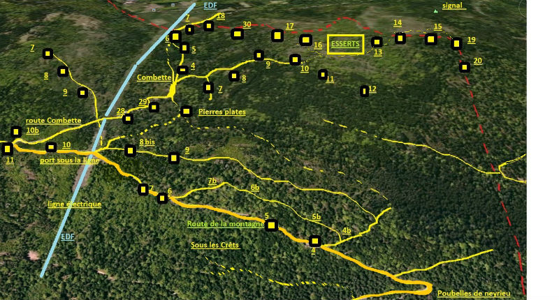 carte des postes des Esserts